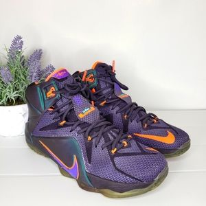 Lebron 12 XII Instinct Cave Purple Hyper Grape Hyper Tourquoise Orange size 11